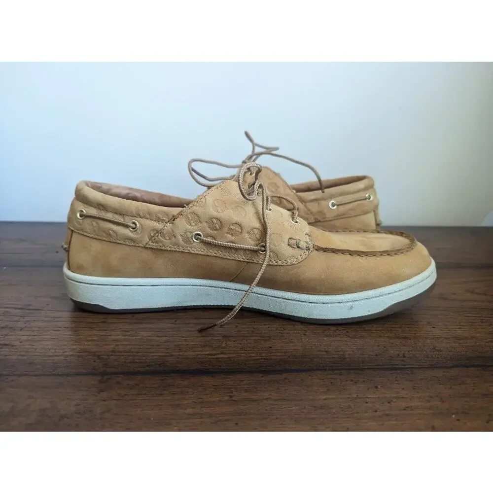 Timberland Light Brown Leather Boat Shoes with embossed logo Mens Size 10.5